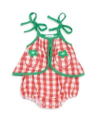 Girls' Strawberry Gingham Swing Front Sunsuit With Appliqués - Baby