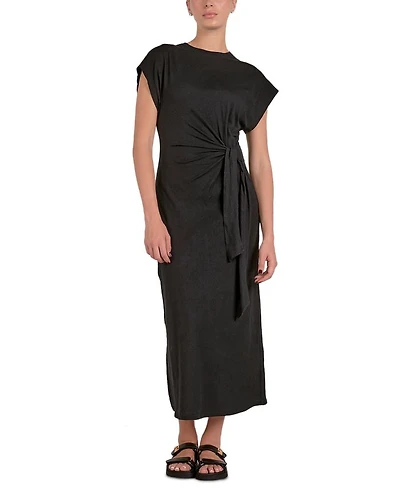 Cap Sleeve Side Tie Midi Dress