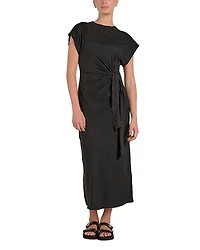 Elan Cap Sleeve Side Tie Midi Dress