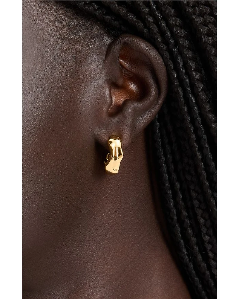 Molten Huggie Hoop Earrings in Gold Tone