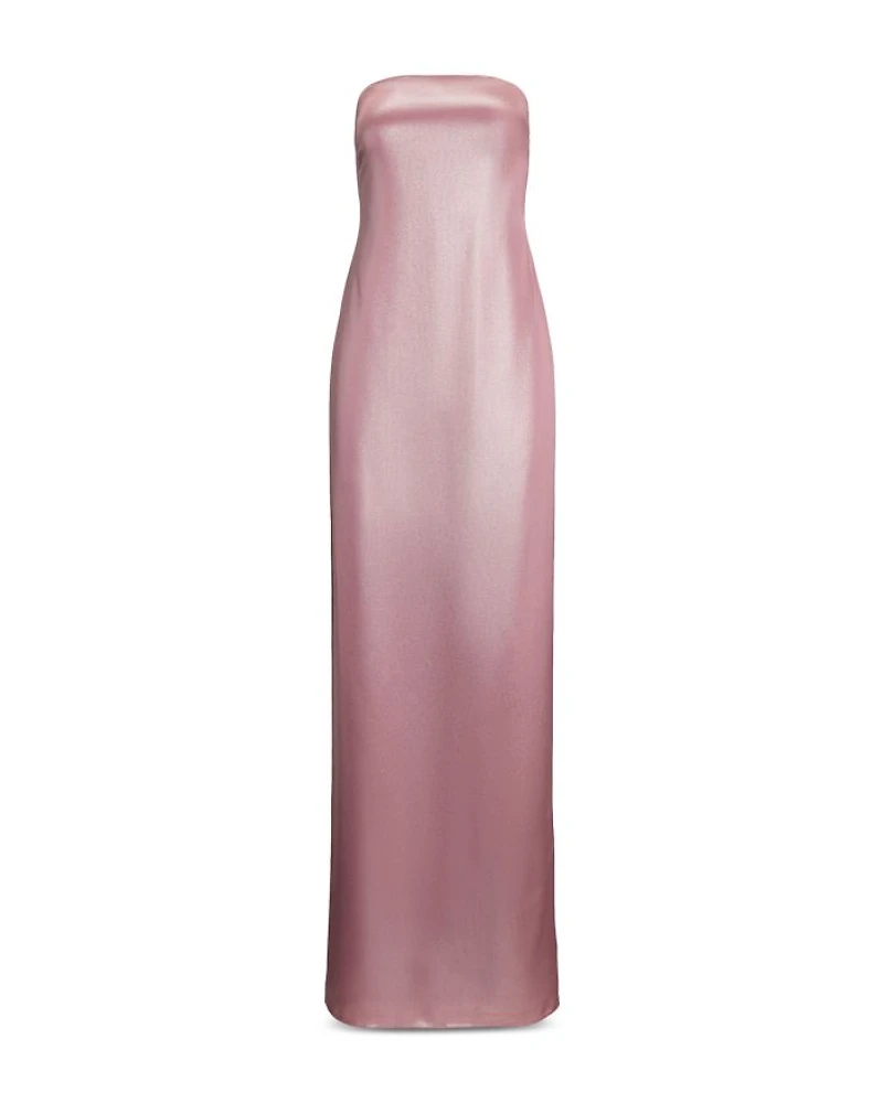 Foiled Charmeuse Strapless Gown