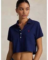 Stretch Piqué Cropped Polo Shirt