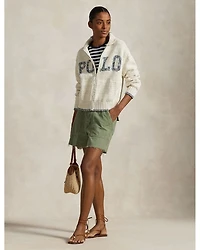 Logo Shawl Collar Full Zip Cardigan
