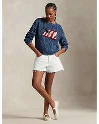 Flag Aran Knit Cotton Sweater