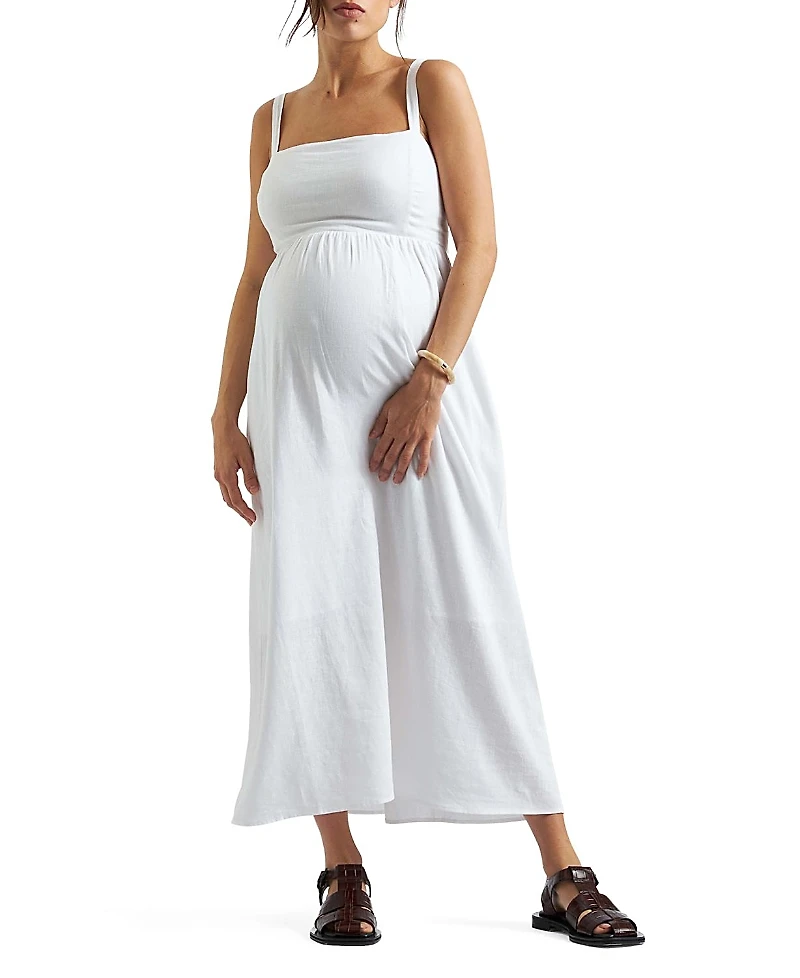 Ripe Maternity Simone Tie Back Linen Dress