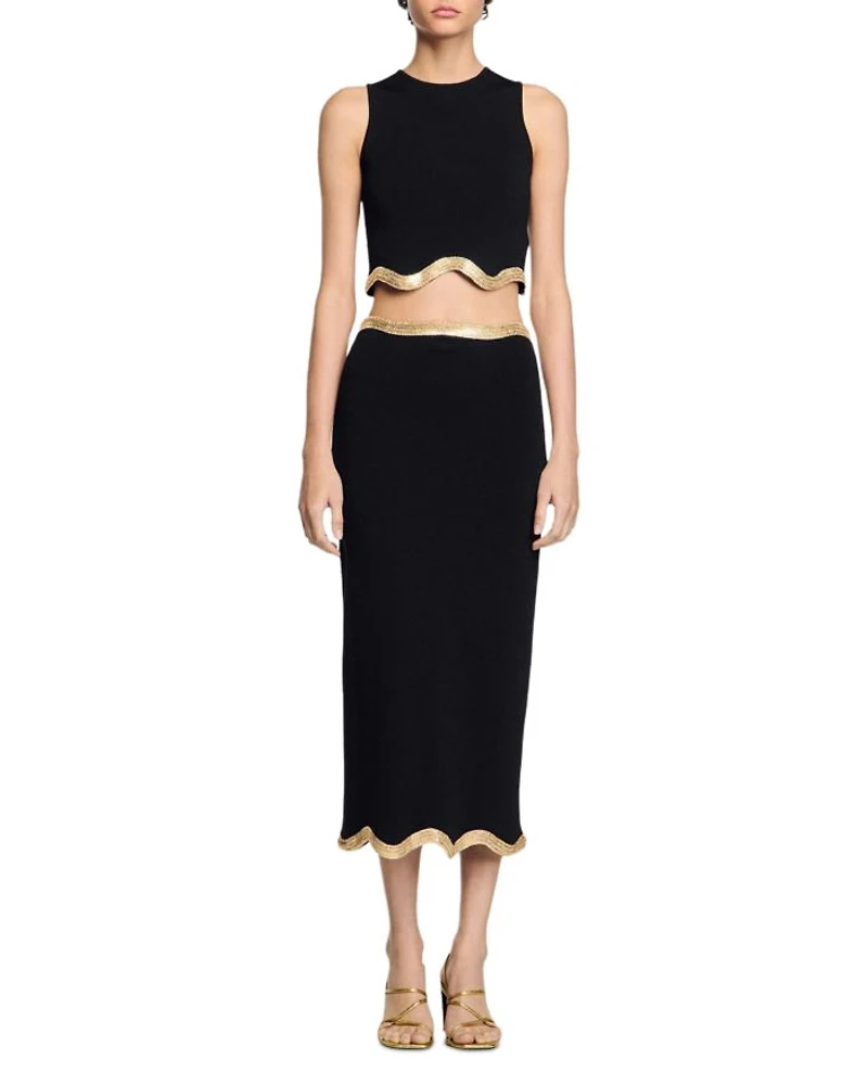 Cropped Jumper with Chain Detail