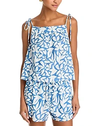 Bella Dahl Printed Tie Shoulder Tank Top
