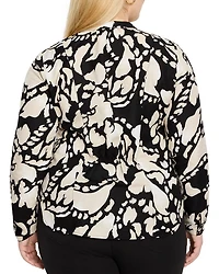 Plus Evening Petal Long Sleeve Blouse