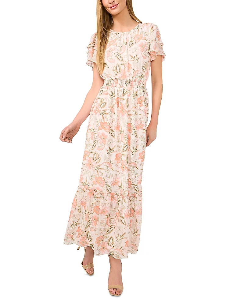 CeCe Ruffled Sleeve Maxi Dress