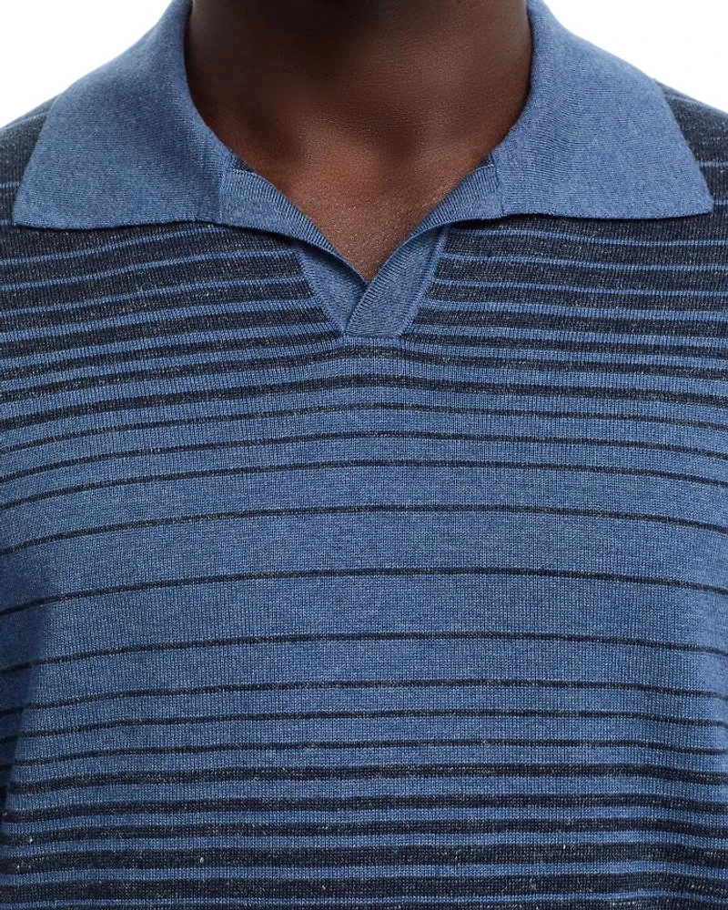 Striped Johnny Collar Knit Polo