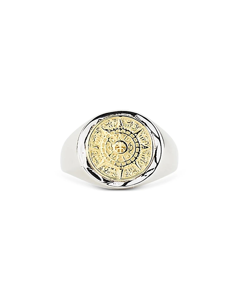 Serge DeNimes Silver and Gold Plated Compass Ring