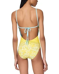 Printed Tie Back One Piece Swimsuit