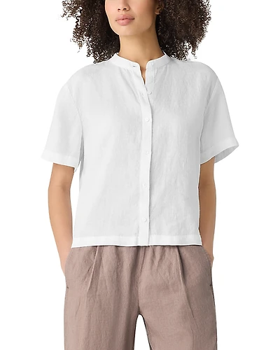 Eileen Fisher Linen Mandarin Collar Shirt