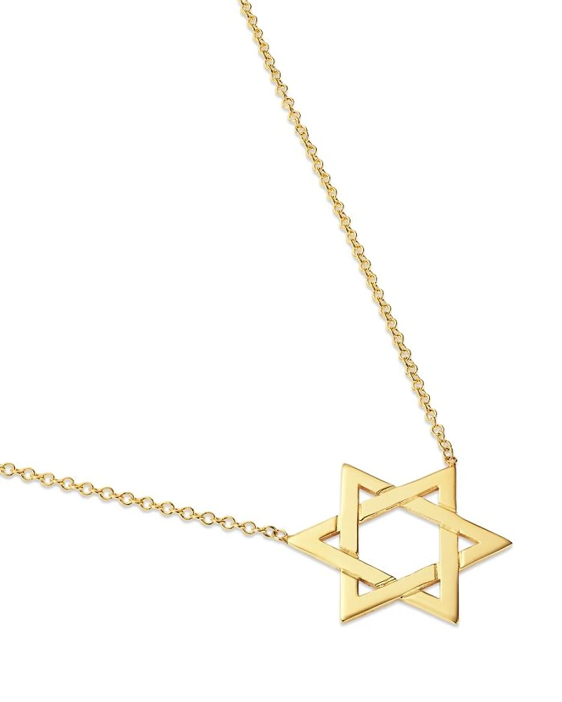 14K Yellow Gold Spiritual Star of David Pendant Necklace, 14-16"