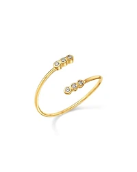 14K Yellow Gold Bezel Diamonds Bypass Ring