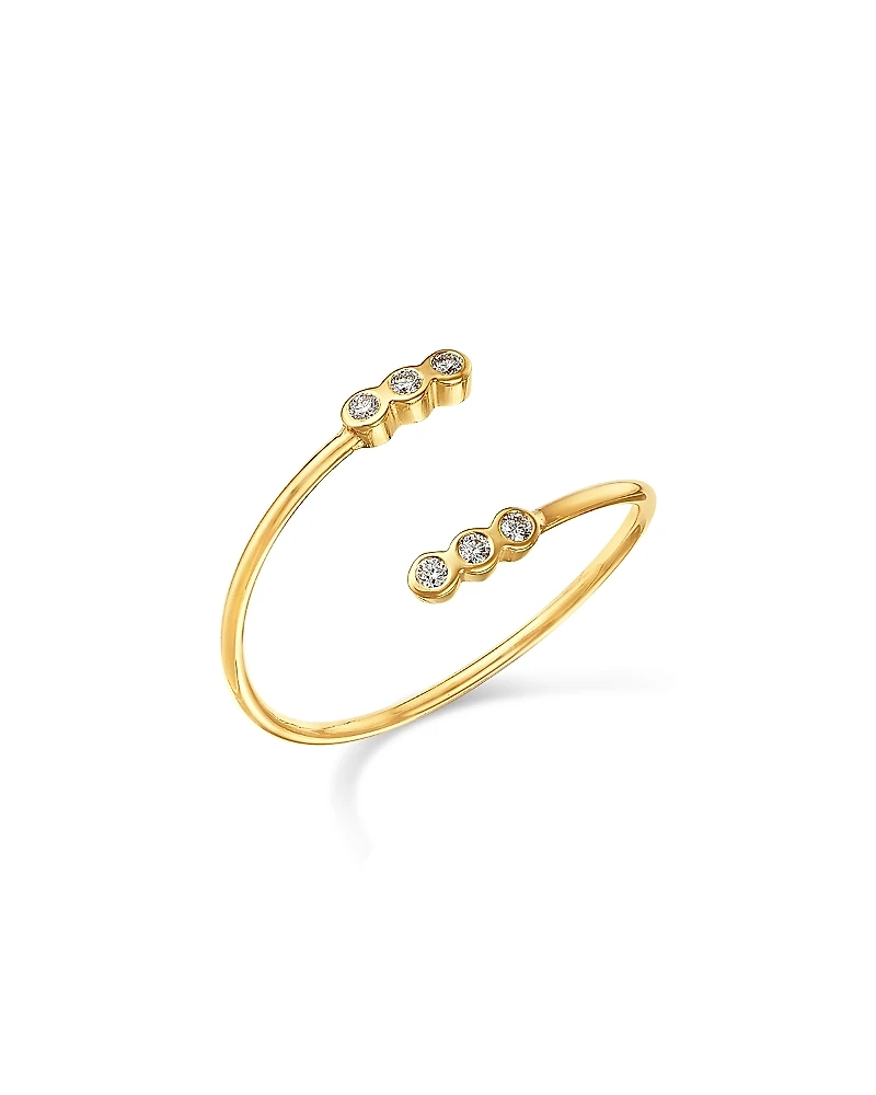Zoe Chicco 14K Yellow Gold Bezel Diamonds Bypass Ring