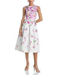 Eliza J Floral Print Mikado Cocktail Dress