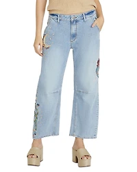 Barbara X Hallucination High Rise Cropped Wide Leg Jeans Light Wash