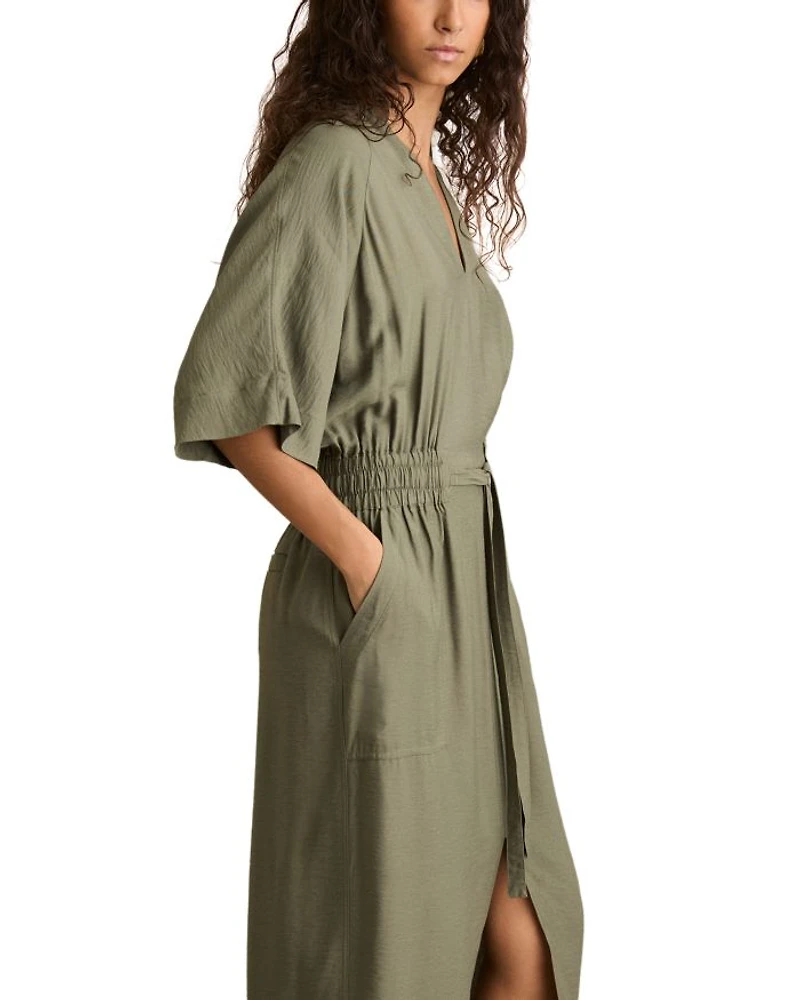 Petites Cecelia Shirred Waist Midi Dress