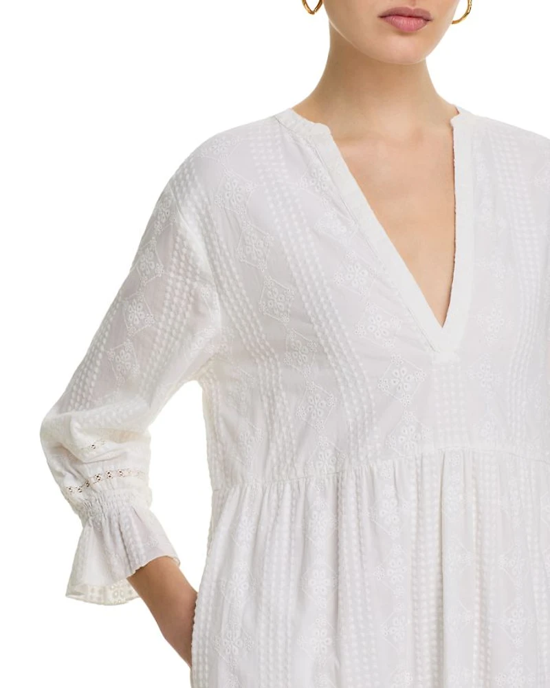 Tonal Embroidery Midi Dress