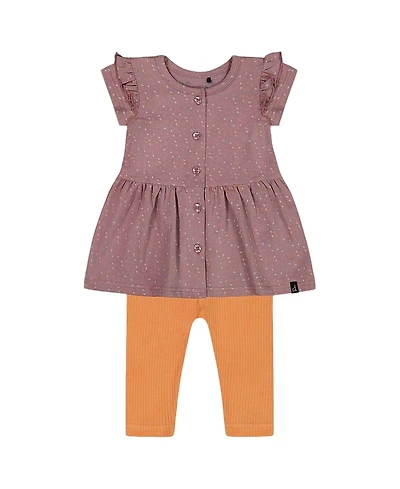 Deux par Girls' Printed Organic Cotton Dress and Solid Leggings Set - Baby