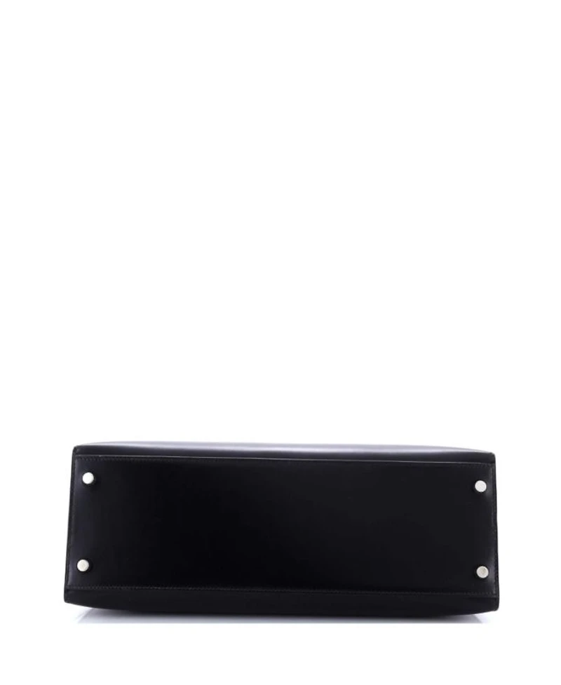 Kelly 32 Handbag Black Box Calf with Palladium Hardware