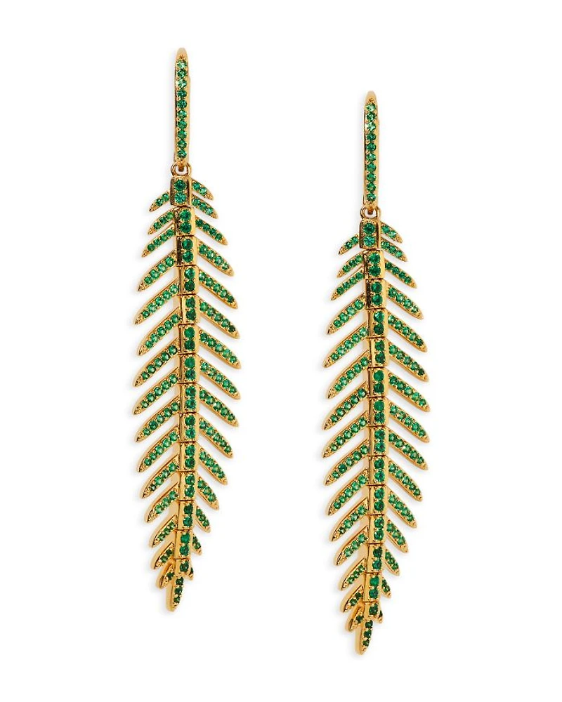 Palm Springs Green Pavé Leaf Drop Earrings