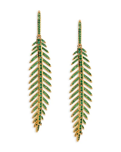 Palm Springs Green Pavé Leaf Drop Earrings
