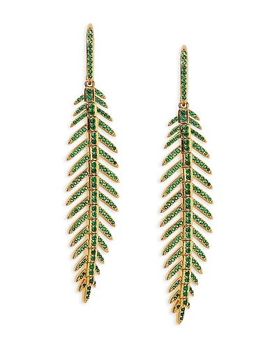Nadri Palm Springs Green Pave Leaf Drop Earrings