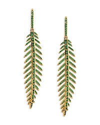 Nadri Palm Springs Green Pave Leaf Drop Earrings