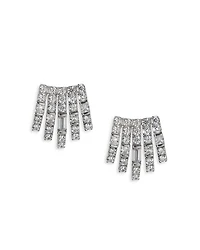 Cubic Zirconia Multi Row Stud Earrings in Rhodium Plated
