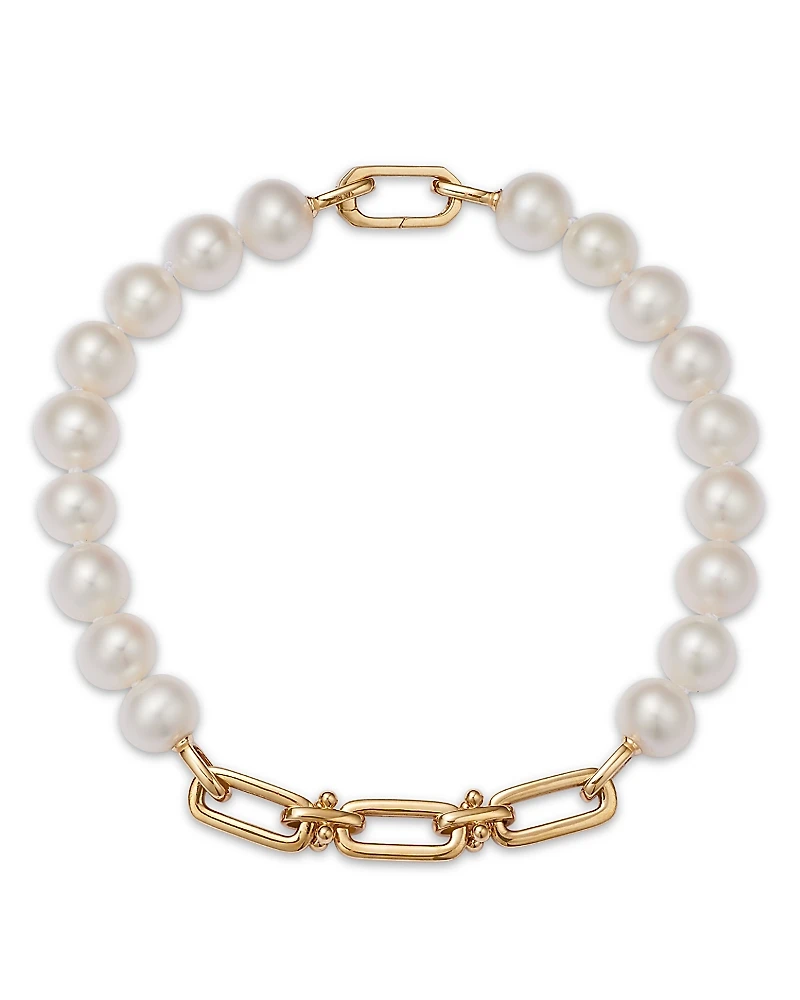 Bloomingdale's Fine Collection Cultured Freshwater Pearl & Chain Link Bracelet