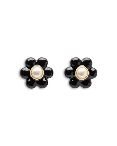 Stone & Enamel Petal Puff Stud Earrings