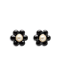 Stone & Enamel Petal Puff Stud Earrings