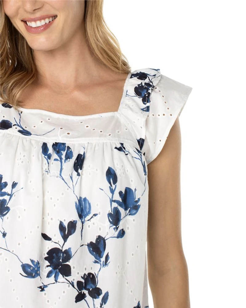 Square Neck Eyelet Top