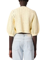 Cropped Rhinestone Crochet Cardigan