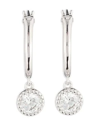 Cubic Zirconia Charm Hoop Earrings in Sterling Silver