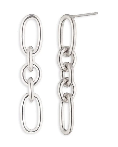 Link Linear Drop Earrings in Sterling Silver