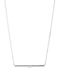 Cubic Zirconia Bar Statement Necklace in Sterling Silver, 18"-21"