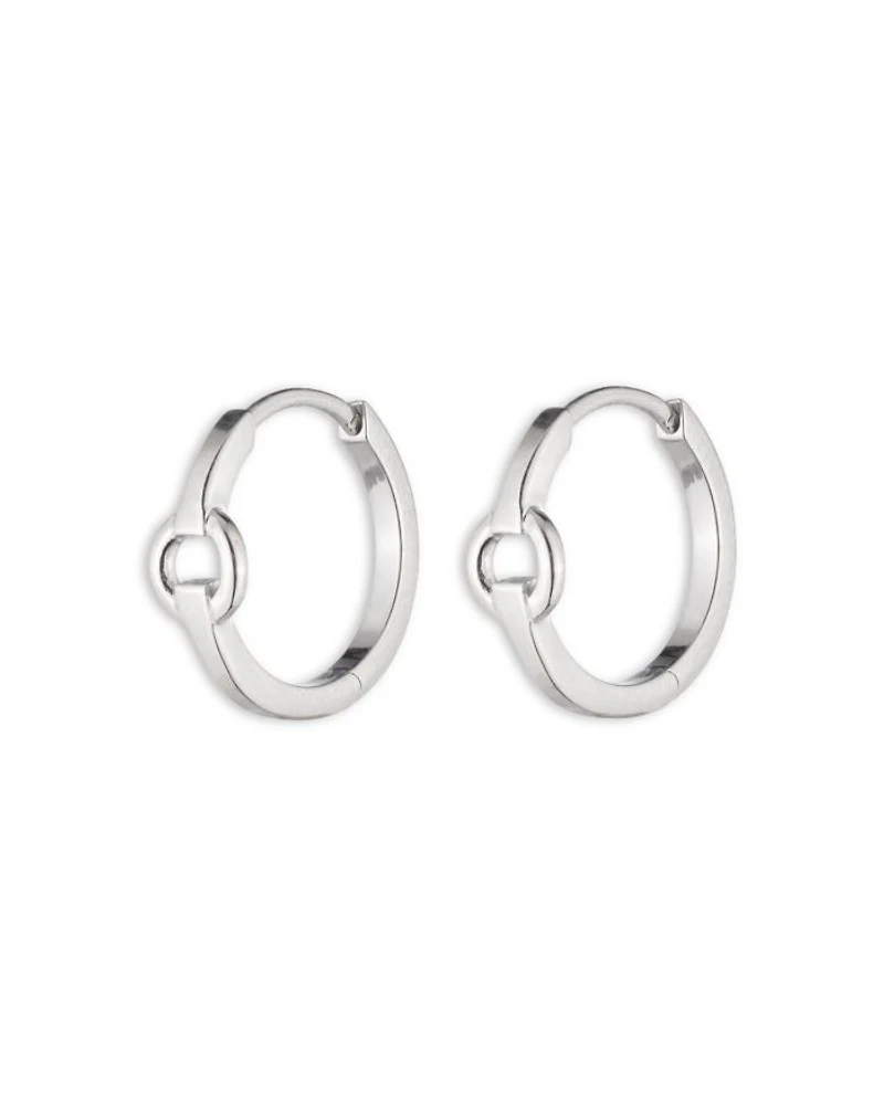 Ring Detail Hoop Earrings in Sterling Silver