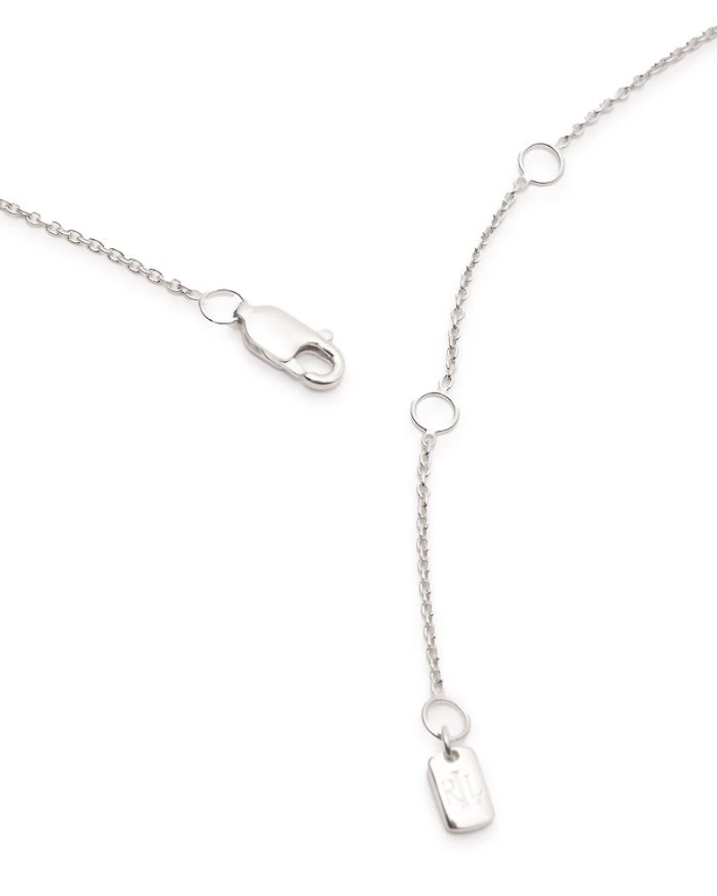 Cubic Zirconia Station Collar Necklace in Sterling Silver, 16"-19"