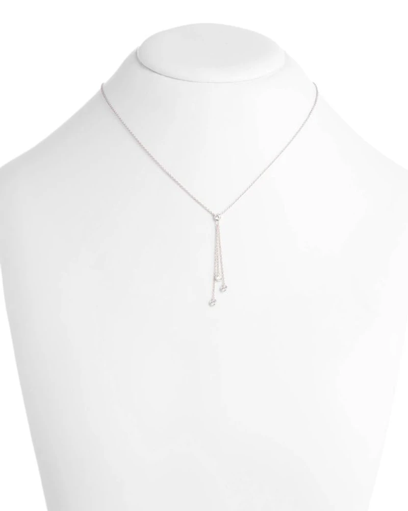 Cubic Zirconia Lariat Necklace in Sterling Silver