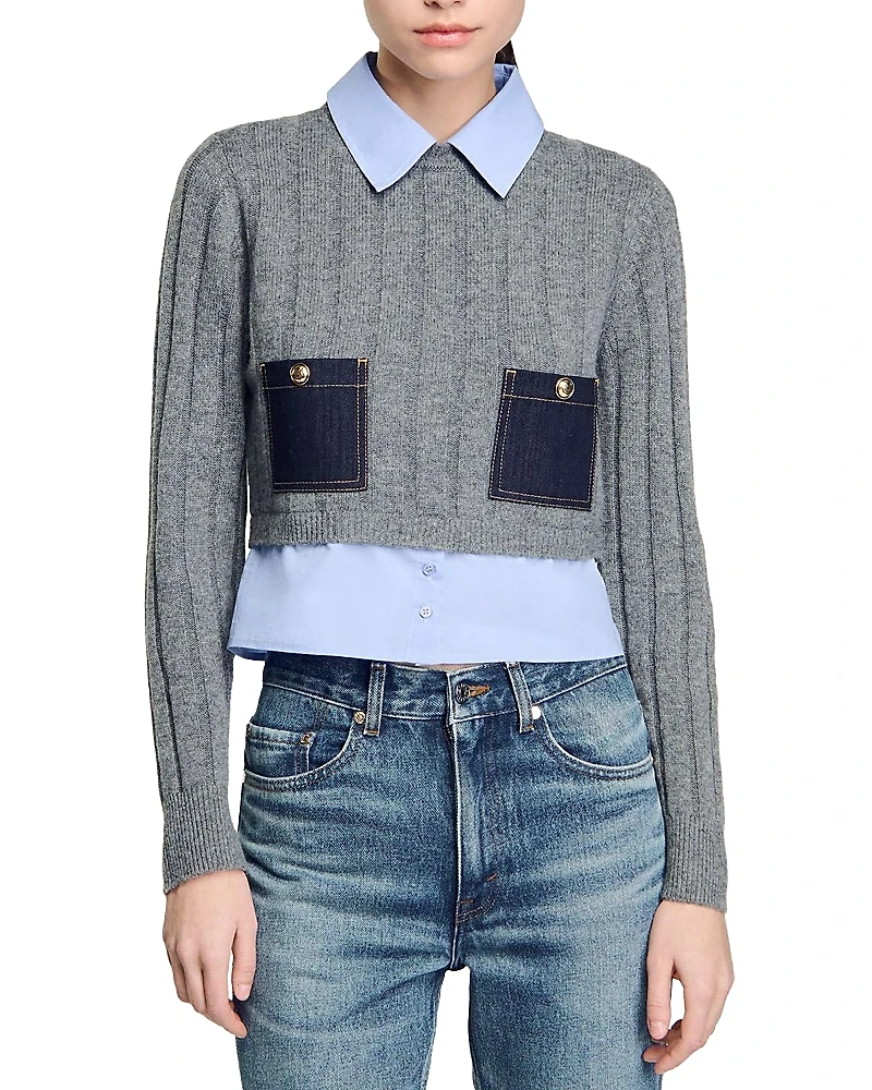 Sandro Jules Layered Look Sweater