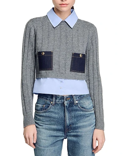 Sandro Jules Layered Look Sweater
