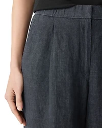 Washed Linen Délavé Pleated Wide Leg Pants