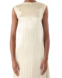 Crinkled Satin Open Pleat Dress