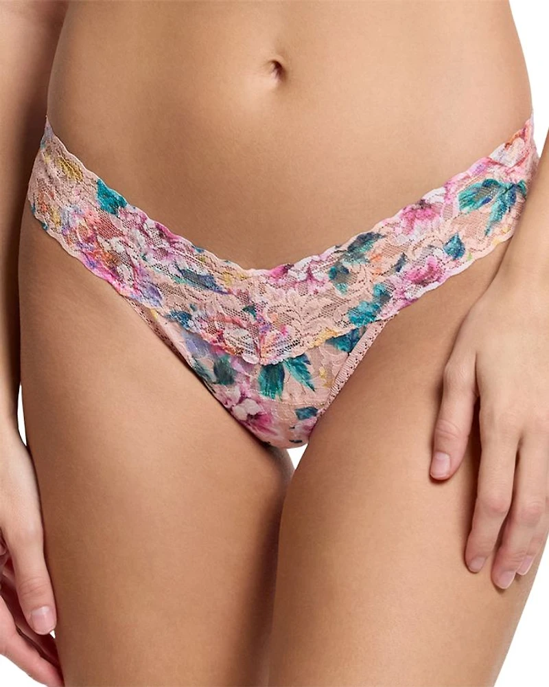 Printed Signature Lace Low Rise Thong
