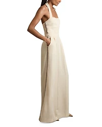 Petites Whipstitch Halter Jumpsuit