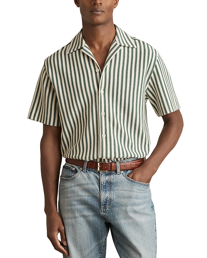 Reiss Textured Stripe Camp Shirt