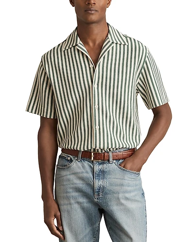 Reiss Textured Stripe Camp Shirt